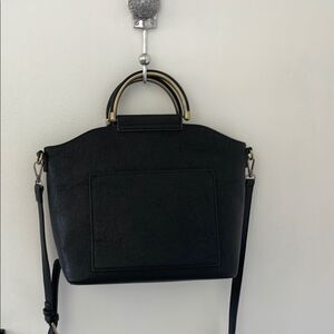 Antik Kraft Womens Black Vegan-Leather Crossbody Handbag